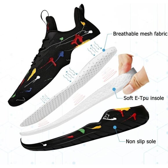?Mens Black Running Shoes Stylish Sports Tennis Walking Sneakers main image 5